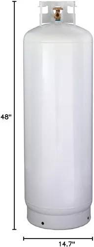 Vista 3 de Nuevo cilindro de propano de acero de 100 libras con válvula CGA510, aprobado por DOT / TC