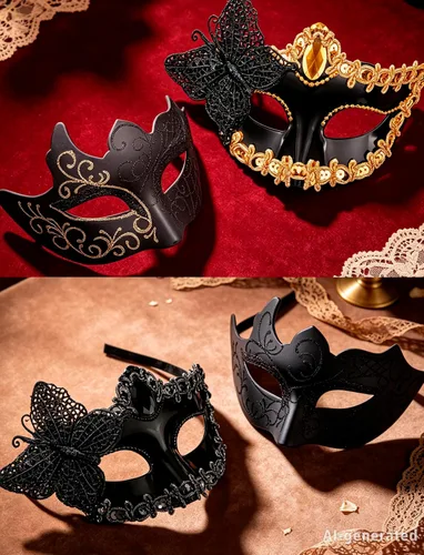 Vista 4 de SIQUK Juego de 8 máscaras para parejas, máscara veneciana para disfraz