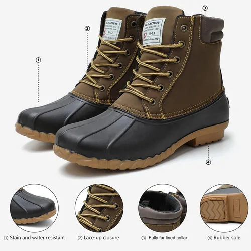 Vista 5 de ALEADER Botas estilo pato, para hombre Carcasa impermeable Botas de nieve con forro de piel