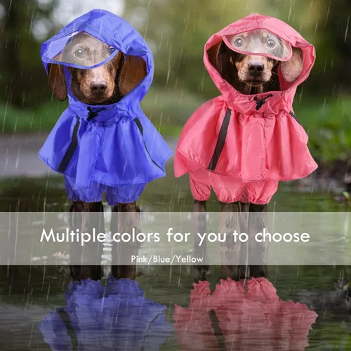 Vista 5 de SEIS 2 piezas de impermeables para perros grandes con capucha, poncho de labrador dividido y sudadera con capucha, impermeable, ropa de lluvia