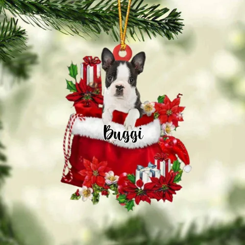 Vista 120 de Perro Akita Inu personalizado en bolsa de regalo, adorno de Navidad, nombre personalizado, regalo para amantes de los perros, familia, Navidad