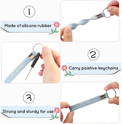Vista 3 de Fumete 24 Pcs Thank You Keychains Bulk Silicone Appreciation Key Chains for Employee Teacher Back to School Gifts