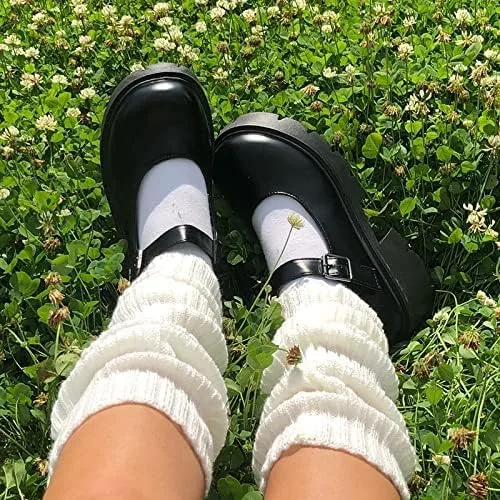 Vista 7 de Calentadores de pierna Y2k para mujer, de punto acanalado, Harajuku, kawaii, calentadores de piernas Streetwear