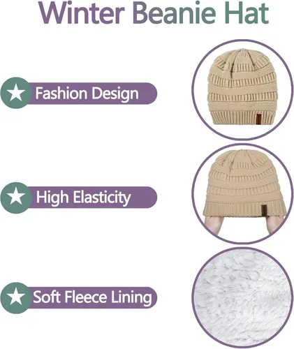 Vista 2 de Gorro de invierno de 3 piezas para mujer