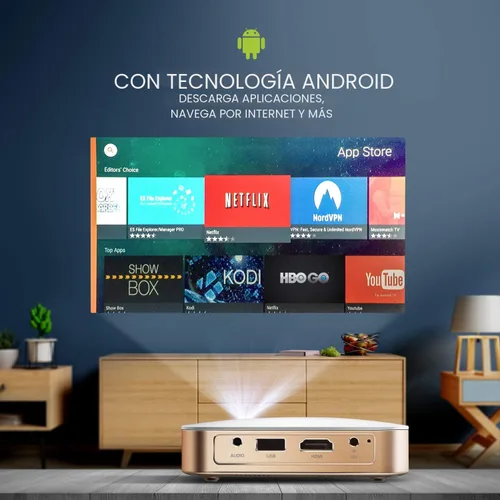 Vista 5 de KODAK Luma 350 proyector inteligente portátil con aplicación Luma Proyector de video recargable Ultra HD con Android 6.0 integrado, aplicaciones