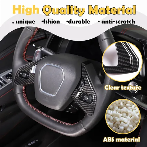 Vista 4 de Funda de marco de botón para volante compatible con Chevrolet Corvette C8 2020-2023, marco de protección de panel de volante de automóvil