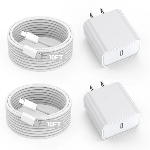 Vista 13 de Cargador Lightning para iPhone 14 y 13, [certificado Apple MFi] Paquete de 2 cargadores rápidos USBC