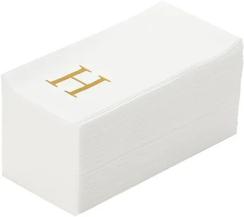 Vista 38 de Luxenap Toallas de invitados de tacto de lino de 15.8 X 7.9 pulgadas, 50 toallas de mano con letras - Letra dorada "S", fuente sans serif