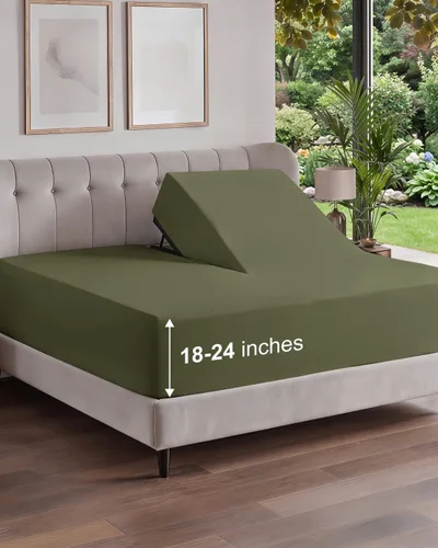 Vista 75 de Sábana bajera ajustable extra profunda Twin XL – Sábana bajera individual de lujo de hotel solamente – Se adapta fácilmente a colchones de 18 a 24