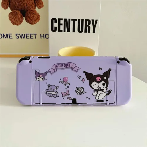 Vista 2 de ENIFLY Cute Soft Shockproof Kuromi Dockable Cover Case Compatible with Nintendo Switch OLED, Durable Scratch Resistant Shell for Joycon, Silicone