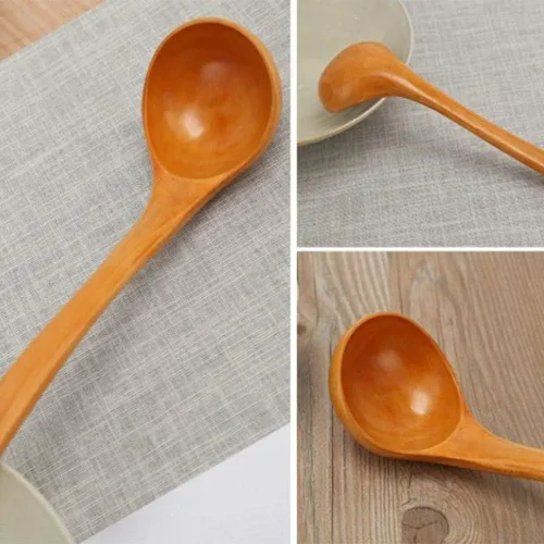 Vista 4 de Espátula antiadherente de madera larga, herramientas antiadherentes para sartén de mano Wok, utensilios de cocina (A)