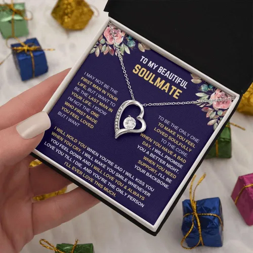 Vista 3 de Hermoso collar de alma gemela con texto en inglés "To My Beautiful Wife", collar para mi futura esposa, regalo de alma gemela, collar de amor