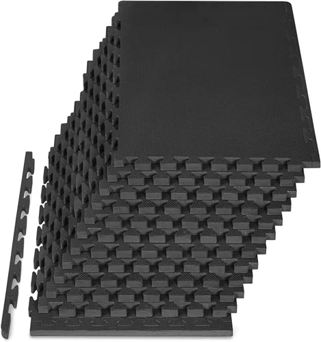 Vista 13 de ProsourceFit Alfombrilla de Ejercicio con Rompecabezas de Patrón Tejido Extra Gruesa de 1 Pulgada, Baldosas de Espuma EVA Entrelazadas para Piso
