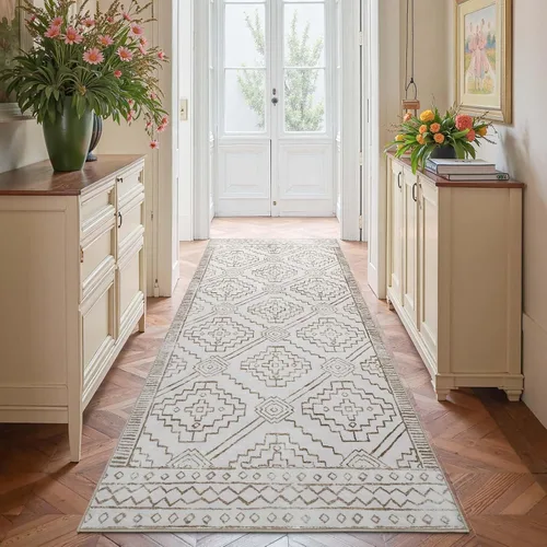 Vista 259 de jinchan Alfombra marroquí de pasillo 2x6 - Alfombra de pasillo lavable a máquina para cocina, alfombra moderna geométrica suave de pelo bajo