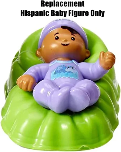 Vista 3 de Pieza de repuesto para la familia Fisher-Price Little People Big Helpers - FTL14 ~ Figura de bebé hispana de repuesto ~ Cesta verde ~ Traje morado