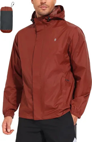 Vista 2 de Little Donkey Andy Chaqueta impermeable con capucha para hombre Castaño Rojizo