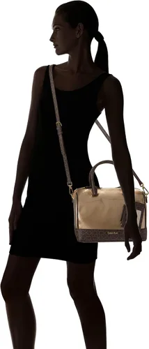 Vista 8 de Calvin Klein Ashley Barrel Satchel, cuadros negros y blancos