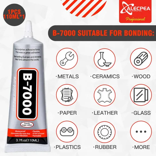 Vista 2 de B-7000 - Pegamento artesanal para hacer joyas - 110ml/3.7oz (paquete de 2) - Pegamento super adhesivo multifunción B-7000 Liquid Fusion para Gris