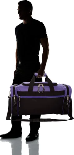 Vista 7 de DALIX - Bolsa deportiva para gimnasio y viajar de 19pulgadas, color negro, rojo, rosa, morado, azul marino, gris y azul, Púrpura), DF-019-Purple