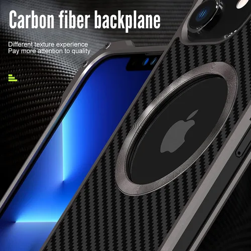 Vista 7 de Funda de disipación de calor hueca trasera para iPhone 12, a prueba de golpes a prueba de caídas con protector de lente soporte Magsafe cargador
