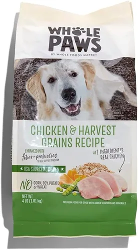 Vista 2 de Whole Paws, Alimento seco para perros sin granos, receta de pollo y garbanzo, mejorada con fibra y prebióticos, 4 libras (paquete de 2)