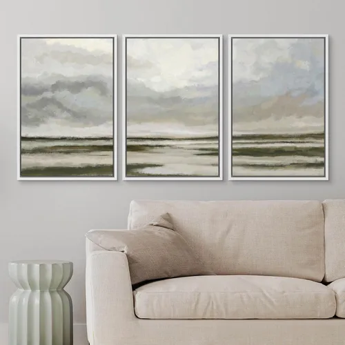 Vista 327 de wall26 Lienzo enmarcado para pared, juego de arte de acuarela pastel, paisaje rural, ilustraciones con formas abstractas, arte moderno, decorativo
