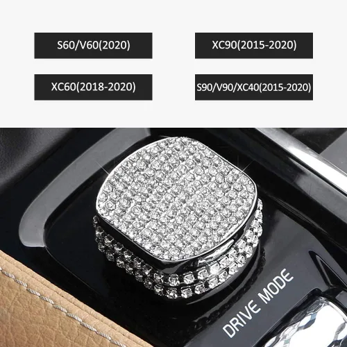 Vista 5 de Botón de inicio central interruptor de control de mando decorativo tapa de capucha de lentejuelas adhesivo de tapa de tapicería para Volvo S60 V60