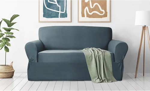 Vista 14 de Zenna Home, Funda para muebles color chocolate/marrón: Funda elástica de felpa de 1 pieza para sofá biplaza (EFCLSTCH)