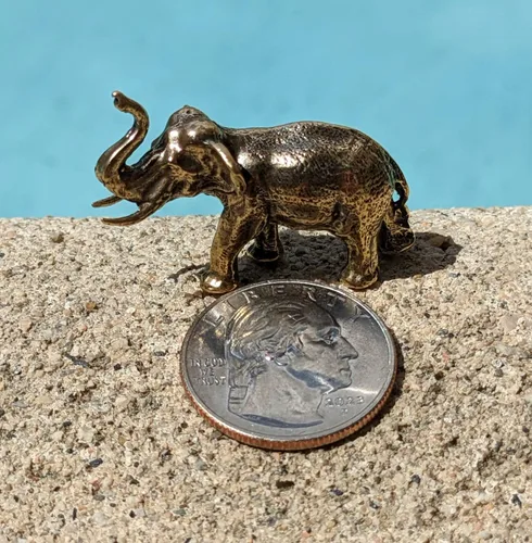 Vista 8 de Estatuilla de elefante de latón Feng Shui Lucky Miniature Art Hecho a mano