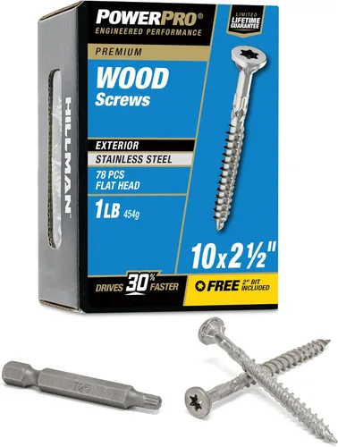 Vista 20 de Power Pro Tornillos de madera para exteriores de alta calidad, tornillos de cubierta multiusos #8 x 1-1/2 pulgadas para proyectos al aire libre