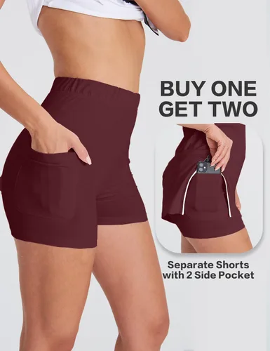 Vista 4 de Hiverlay Vestidos de tenis para mujer con 2 bolsillos, pantalones cortos integrados UPF 50+, vestido de golf para entrenamiento, vestidos atléticos