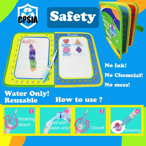 Vista 3 de Juguete de viaje con tapete para garabatos de agua, pintura mágica con acuarela, diseñada para niños pequeños, tablero de aprendizaje educativo STEM