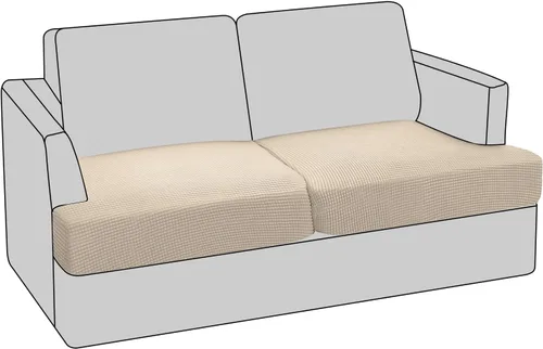 Vista 16 de PrinceDeco Funda elástica para sofá biplaza con cojín en forma de T para sofá de 2 cojines, funda de asiento con parte inferior elástica, apta