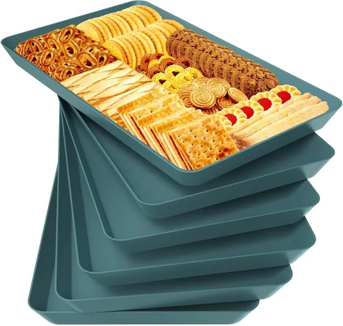 Vista 25 de WOWBOX 4 bandejas de servir para entretenimiento, platos para servir aperitivos, frutas, galletas, postres, bandejas de plástico reutilizables