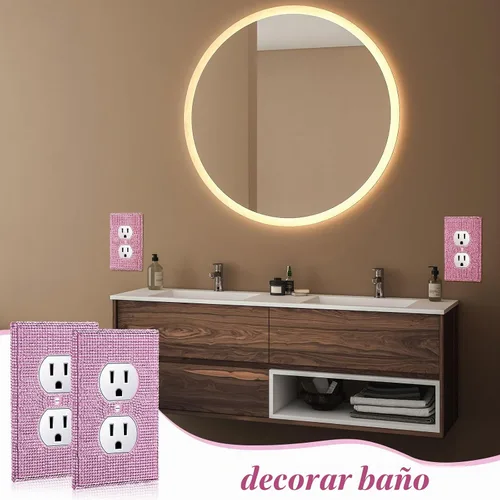 Vista 6 de Kathfly 10 placas de pared brillantes para enchufe, color rosa, tipo