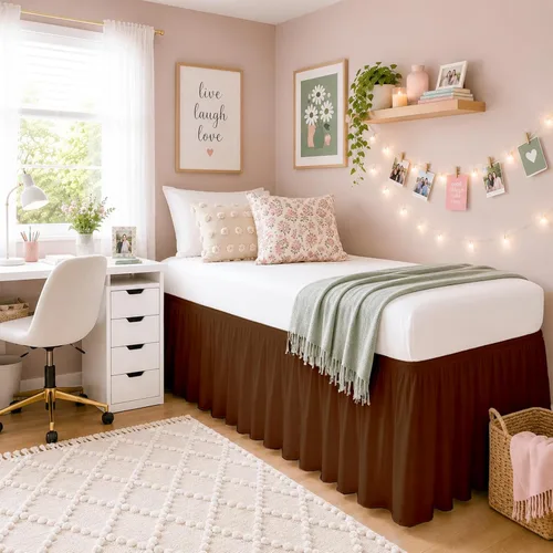 Vista 14 de SlumberWell Falda de cama de microfibra extra larga con volantes para dormitorio de collage, panel de tres lados, fácil ajuste y elegante