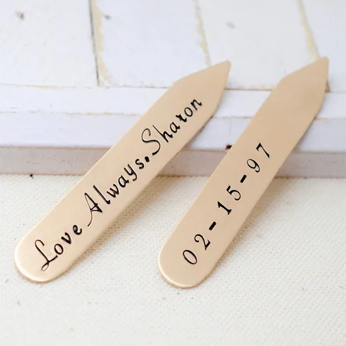 Vista 3 de Bronze Collar Stays For Dad, Father's Day Present, Personalized Engraved Custom Message