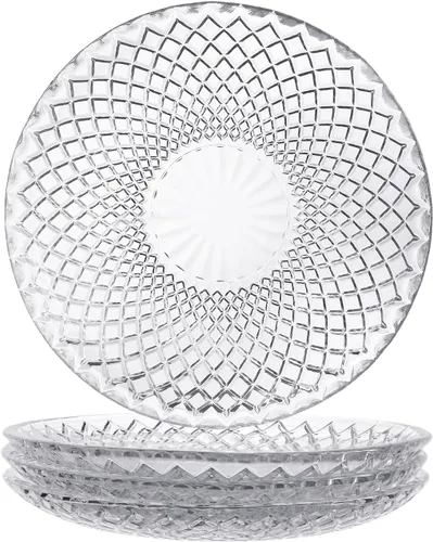 Vista 8 de Sizikato 4 platos de cristal transparente, plato de postre de frutas secas de 6 pulgadas para el hogar y KTV