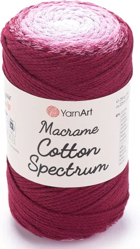 Vista 9 de YarnArt Macramé de Algodón Spectrum – Cuerda Multicolor 80% Algodón – 8.8 oz (250g), 246 yardas (225m) – Cuerda Colorida para Nudos, Tejido 512.2 in