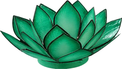 Vista 10 de Om Gallery Portavelas Lotus Tea Light - Capiz Shell, Blue Lagoon