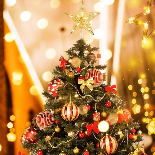 Vista 8 de BrizLabs Luces de Estrella para la Copa del Árbol de Navidad, Enchufables de 9" Pentagrama Luces para la Copa del Árbol de Navidad, Certificadas UL