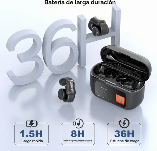 Vista 6 de LOBKIN Auriculares de oreja abierta con clip, inalámbricos, Bluetooth 5.4, adaptativos, cómodos, con micrófono, almacenamiento de 4 GB, ligeros Negro