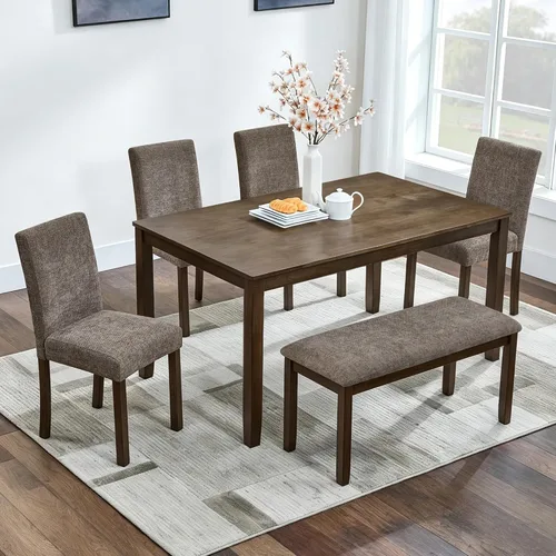 Vista 12 de Harper & Bright Designs Juego moderno de mesa de comedor de 5 piezas de madera para 4 - Mesa de cocina cuadrada pequeña de 34.5" y sillas