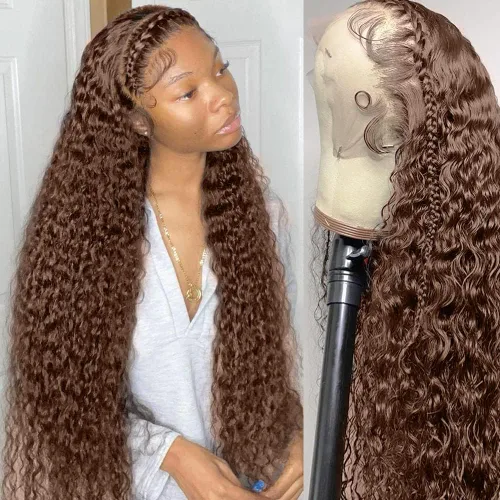 Vista 10 de ghotool Pelucas de cabello humano ondulado con encaje frontal de 13 x 6 pulgadas, densidad 200, pelucas de cabello humano HD transparente de 13 x 6