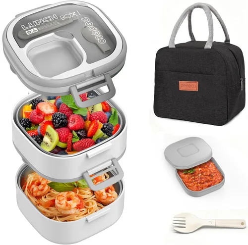 Vista 13 de PEDECO - Caja azul individual Bento, utensilios divisores extraíbles, aptos para microondas Single compartment w/ removable divider Customize