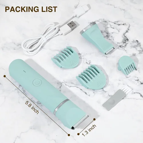 Vista 9 de Maquinilla de afeitar eléctrica impermeable para bikini para mujeres, afeitadora de vello púbico, afeitadora recargable con cuchillas cerámicas