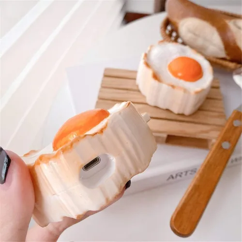 Vista 4 de UnnFiko Funda para Airpods Pro, funda protectora de silicona suave de dibujos animados 3D, linda funda creativa de carga para Airpods Pro con Z Huevo
