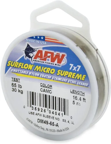 Vista 22 de American Fishing Wire Surflon Micro Supreme Nylon recubierto 7x7 de acero inoxidable, líder en alambres anudables para pesca en agua salada, pesca