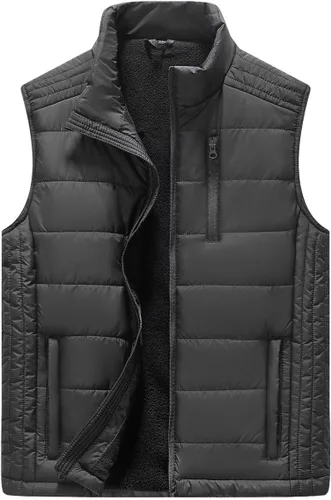 Vista 16 de Msmsse Chalecos de Abrigo para Hombre Chalecos de Invierno Acolchados con Relleno Chaleco Gilet Cuello Levantado Chaleco Puffer Cálido 01 Verde
