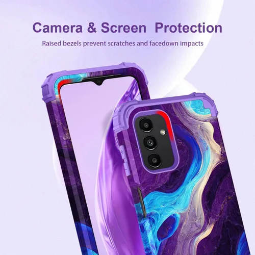 Vista 3 de Hocase Funda para Galaxy A13 5G, resistente a prueba de golpes, protección con parachoques de goma de silicona suave + plástico duro, funda